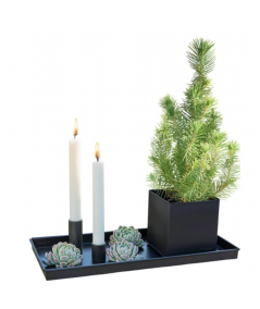 Sort mini rektangulær dekobakke