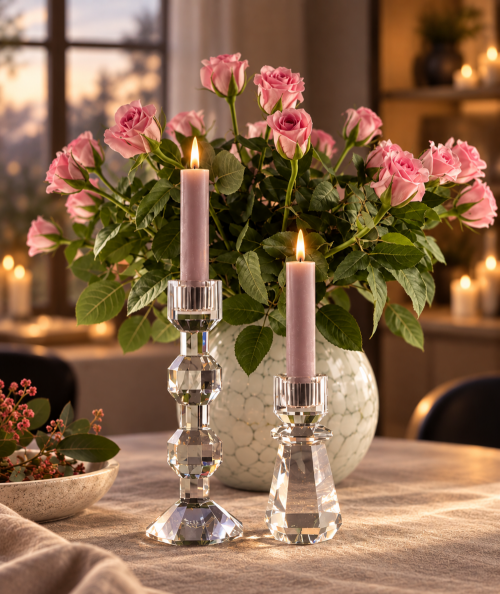 LED Stagelys i rosa 2 stk. 11 cm. i højde