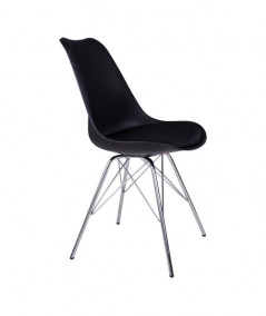 Oslo Spisebordsstol - Stol i sort med chrome ben
