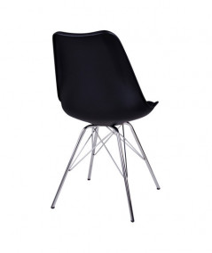 Oslo Spisebordsstol - Stol i sort med chrome ben