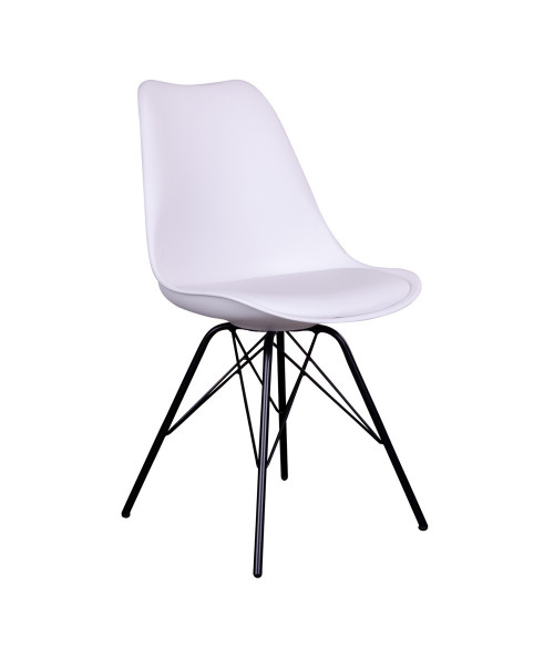 Oslo Spisebordsstol - Stol i hvid med sorte ben