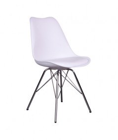Oslo Spisebordsstol - Stol i hvid med chrome ben