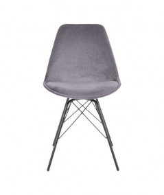 Oslo Spisebordsstol - Stol i grå velour med sorte ben