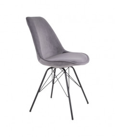 Oslo Spisebordsstol - Stol i grå velour med sorte ben