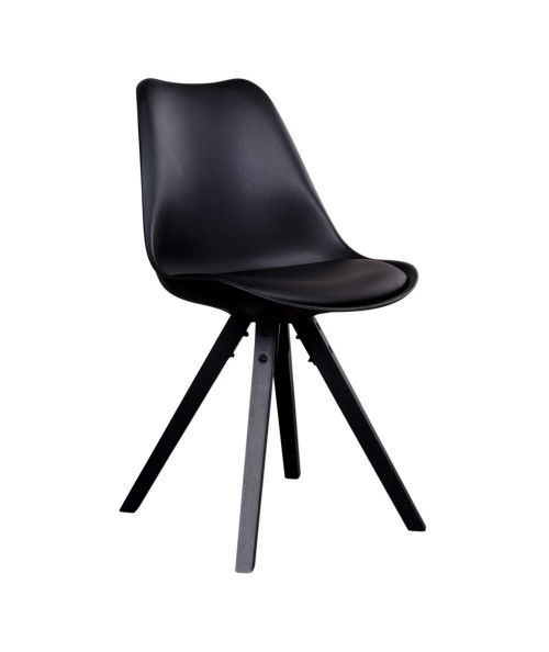 Bergen Spisebordsstol - Stol i sort med sorte træben