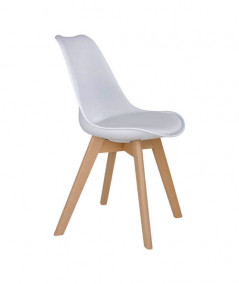 Molde Spisebordsstol - Stol i hvid med naturtræsben