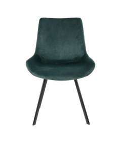 Drammen Spisebordsstol - Stol i grønt velour med sorte ben