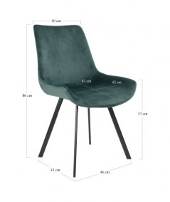 Drammen Spisebordsstol - Stol i grønt velour med sorte ben