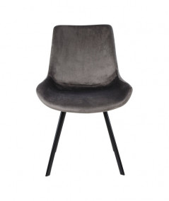 Drammen Spisebordsstol - Stol i grå velour med sorte ben