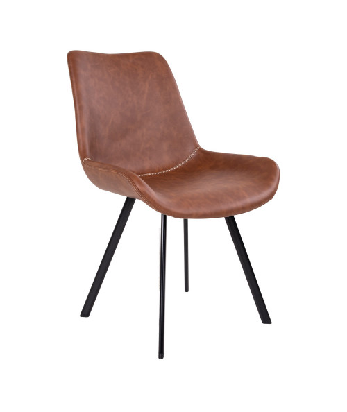 Drammen Spisebordsstol - Stol i brun PU med sorte ben