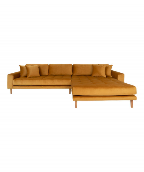 Lido Lounge Sofa - Sofa højrevendt i sennepsgul velour HN1004