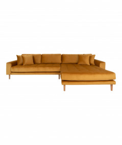 Lido Lounge Sofa - Sofa højrevendt i sennepsgul velour HN1004