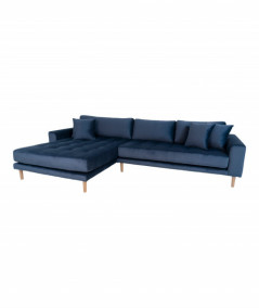 Lido Lounge Sofa - Sofa venstrevendt i mørkeblåt velour HN1005