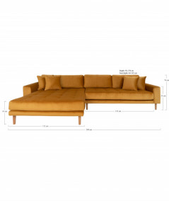 Lido Lounge Sofa - Sofa venstrevendt i sennepsgul velour HN1004