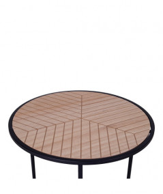 Bergamo Hjørnebord - Rundt hjørnebord i sort med bordplade i kejsertræsfiner ø40xh45 cm