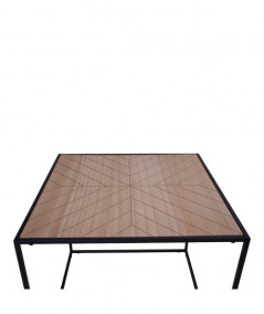 Bergamo Hjørnebord - Firkantet hjørnebord i sort med top i kejsertræsfiner 50x50xh45 cm