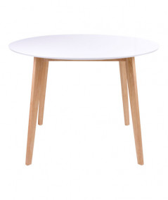 Vojens Spisebord - Spisebord i hvid og natur Ø105,h75 cm