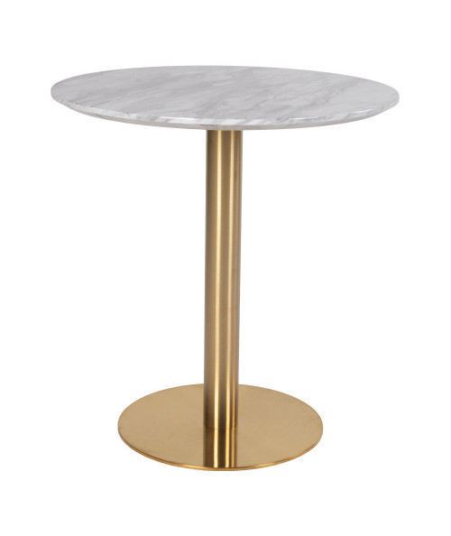 Bolzano Spisebord - Spisebord med top i marmor look og messing ben ø70x75cm