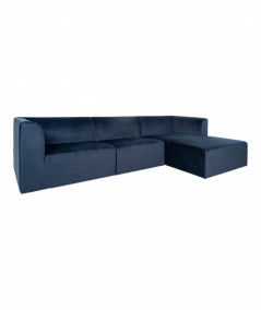 Alba lounge sofa i blå velour - højrevendt