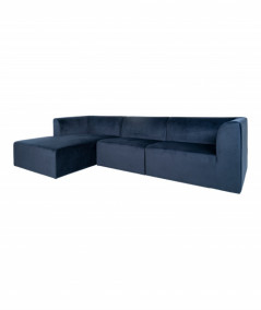 Alba lounge sofa i mørkeblå velour - venstrevendt