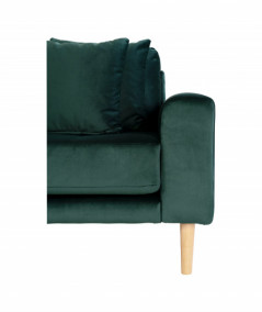 Lido lounge sofa venstrevendt i mørkegrøn velour med fire puder