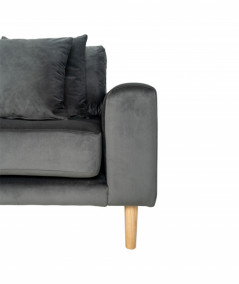 Lido lounge sofa venstrevendt i mørkegrå velour med fire puder