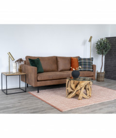 Malaga 2,5 personer sofa i mørkebrunt micro-fiber  med læder udseende