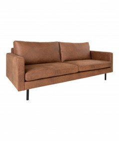 Malaga 2,5 personer sofa i mørkebrunt micro-fiber  med læder udseende