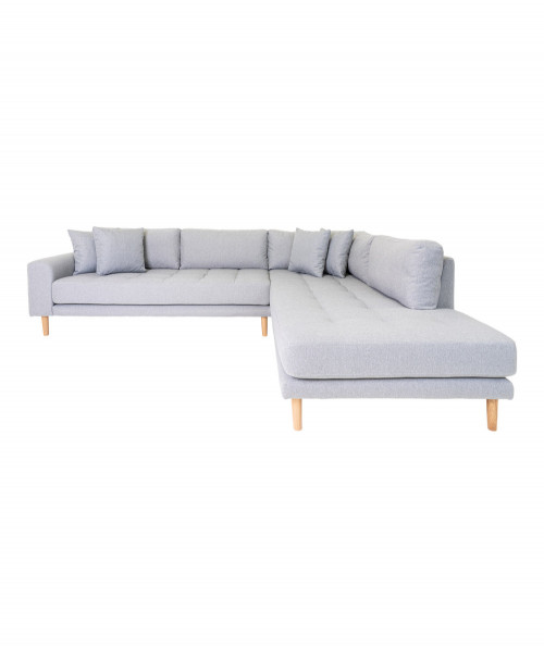 Lido sofa højrevendt i lysegrå med fire puder