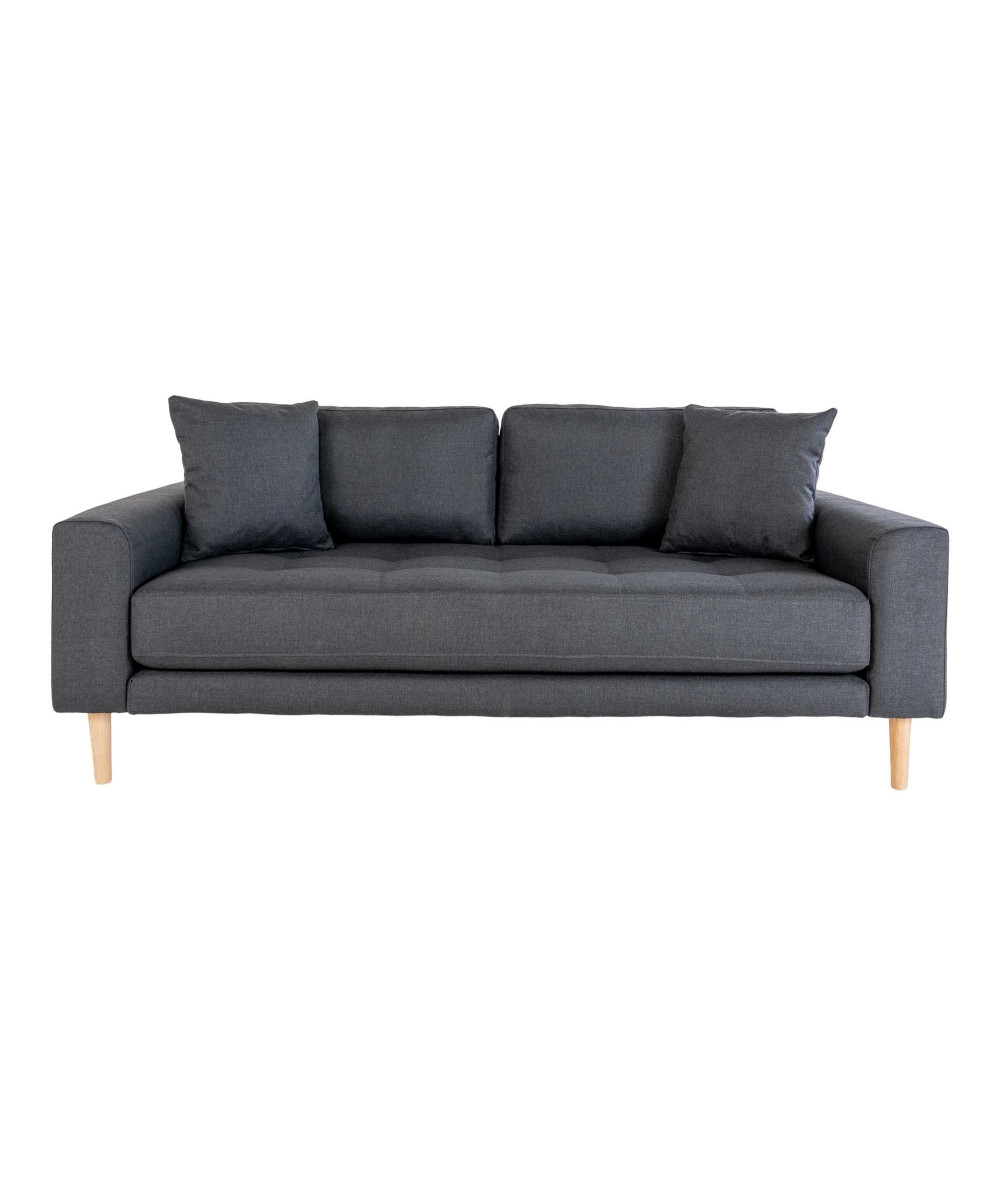 Lido 2,5 personers sofa i mørkegrå med to puder.