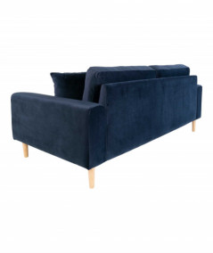 Lido 2,5 personers sofa i mørkeblåt velour med to puder.