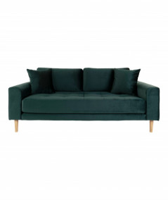 Lido 2,5 personers sofa i mørkegrønt velour med to puder