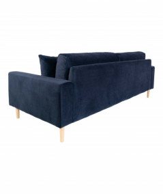 Lido 3 personers sofa i mørkeblåt velour med to puder