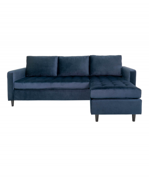 Firenze sofa i mørkeblå velour med sorte ben