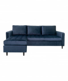 Firenze sofa i mørkeblå velour med sorte ben