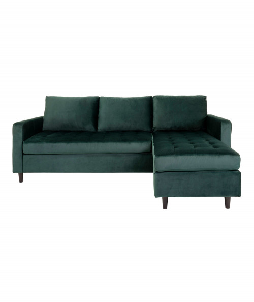 Firenze sofa i mørkegrøn velour med sorte ben
