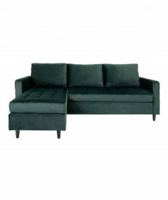 Firenze sofa i mørkegrøn velour med sorte ben