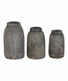Velas Terracotta dekorationsvaser sæt af 3 vaser i antik mørkegrå