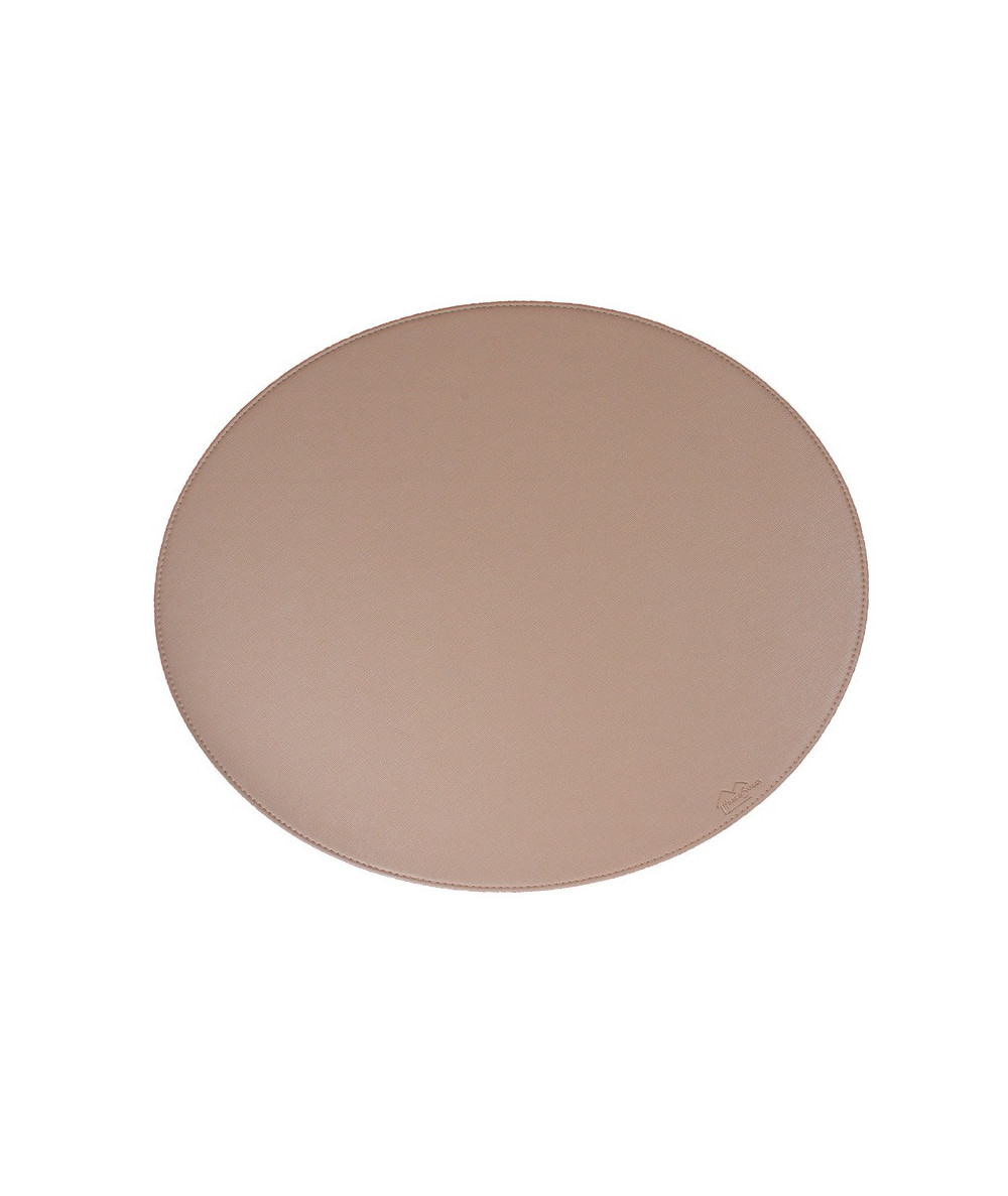 Oval dækkeserviet i beige med hård overflade