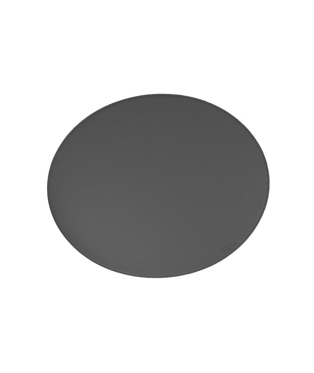 Oval dækkeserviet i mørkegrå med hård overflade