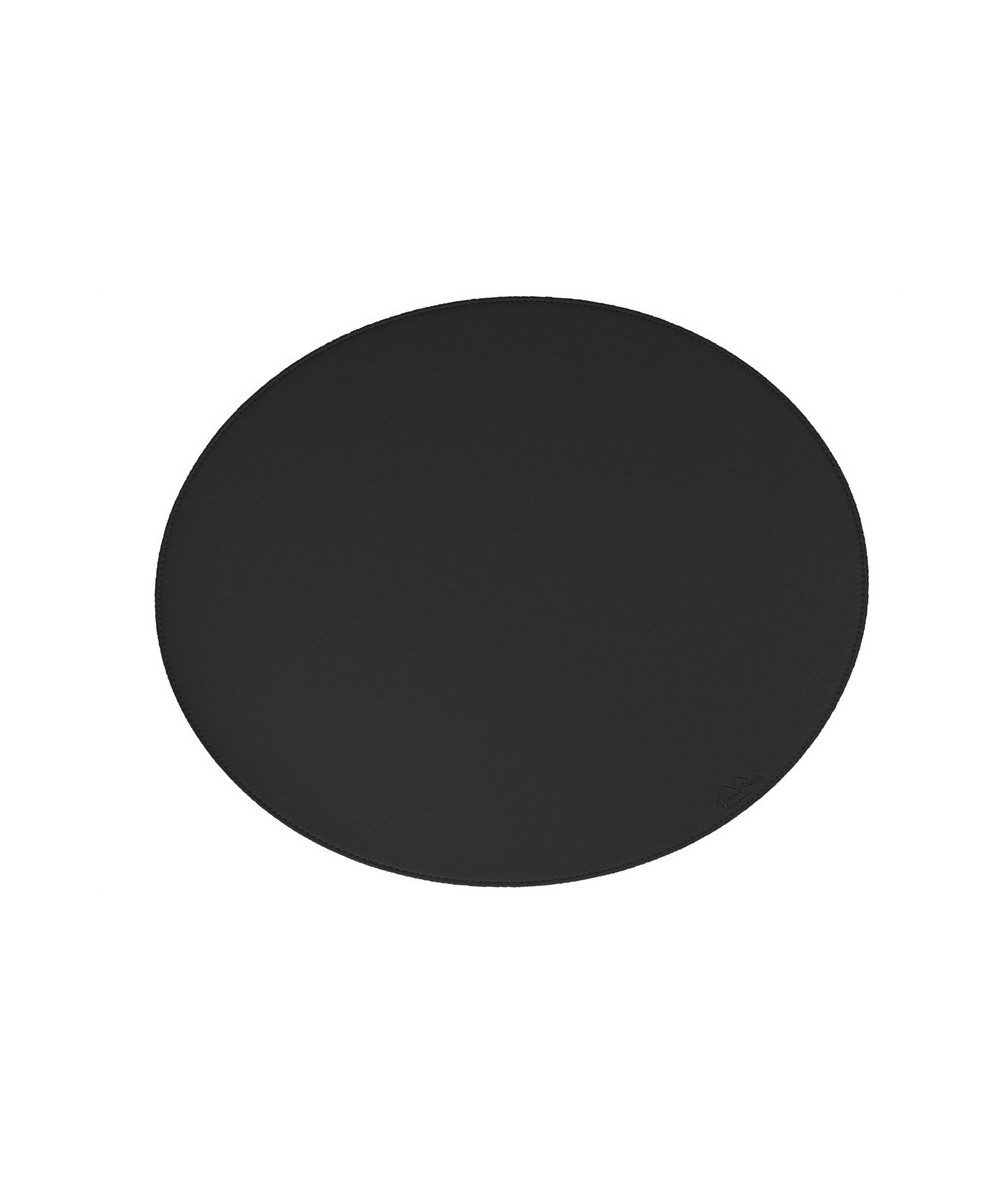 Oval dækkeserviet i sort med hård overflade