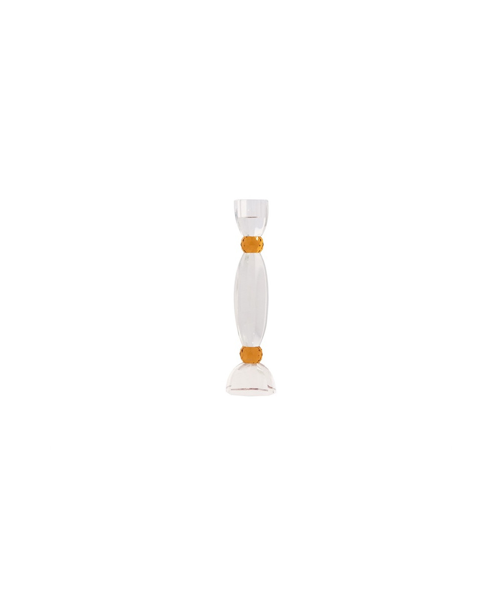 Anemone lysestage i glas og rav farve - 22 cm