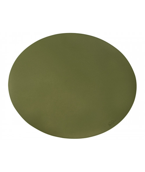 Oval dækkeserviet i grøn farve med blød overflade